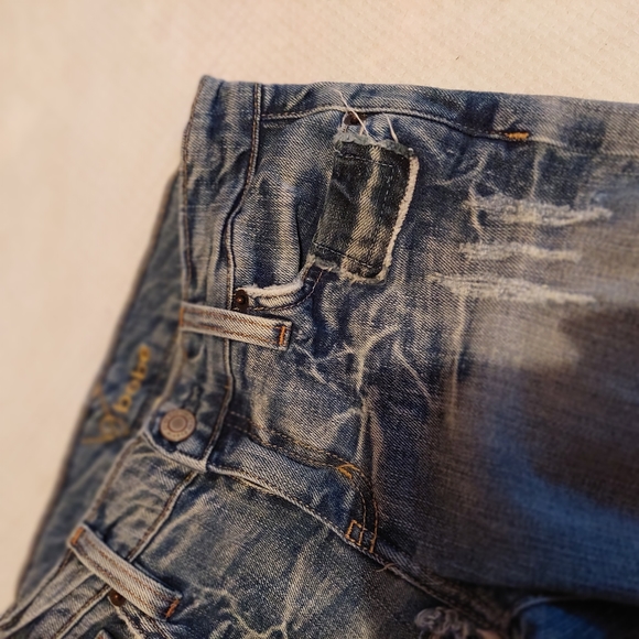 Bebe ☆ Y2k 26 Denim Capri Cropped Jeans USA Made Patchwork Rare Dope Vintage - Picture 4 of 14